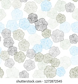 Light Blue, Green vector seamless elegant background with flowers. Flowers in natural style on white background. Pattern for trendy fabric, wallpapers.