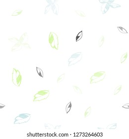 Light Blue, Green vector seamless doodle pattern with leaves. Glitter abstract illustration with doodles and leaves. Pattern for design of fabric, wallpapers.