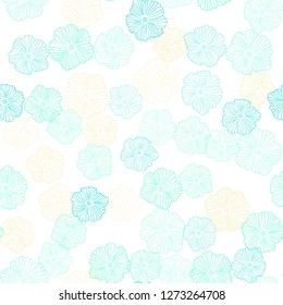 Light Blue, Green vector seamless abstract backdrop with flowers. Modern abstract illustration with flowers. Design for textile, fabric, wallpapers.