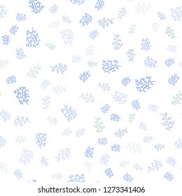 Light Blue, Green vector seamless natural background with leaves, branches. Glitter abstract illustration with leaves and branches. Template for business cards, websites.