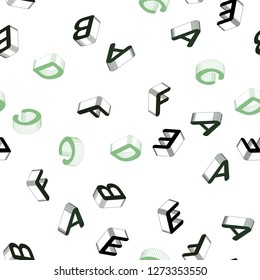 Light Blue, Green vector seamless template with 3D isolated letters. Colorful gradient design in 3D style with signs of alphabet. Pattern for design of fabric, wallpapers.