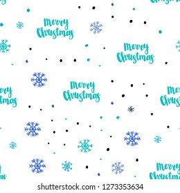 Light Blue, Green vector seamless texture with colored snowflakes. Shining colorful illustration with snow in christmas style. Trendy design for wallpaper, fabric makers.