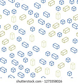 Light Blue, Green vector seamless, isometric template with rhombus. Illustration with set of colorful rectangles. Template for business cards, websites.
