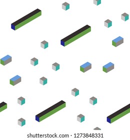 Light Blue, Green vector seamless, isometric background with rectangles. Rectangles on abstract background with colorful gradient. Pattern for design of fabric, wallpapers.