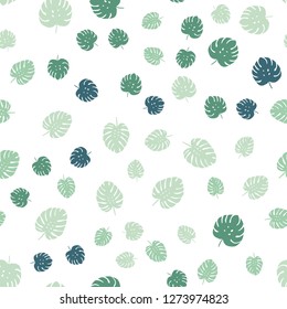 Light Blue, Green vector seamless natural artwork with leaves. Decorative illustration with doodles on abstract template. Texture for window blinds, curtains.