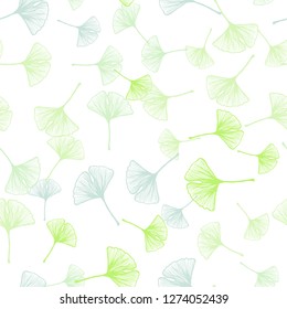 Light Blue, Green vector seamless doodle pattern with leaves. Blurred decorative design in Indian style with leaves. Template for business cards, websites.