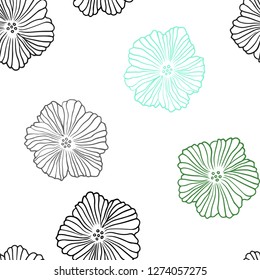 Light Blue, Green vector seamless doodle backdrop with flowers. Colorful illustration with flowers in doodle style. Pattern for design of fabric, wallpapers.