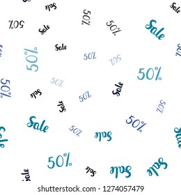 Light Blue, Green vector seamless cover with symbols of 50 % sales. Gradient illustration with discount signs on white backdrop. Backdrop for ads, leaflets of Black Friday.
