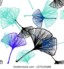 Light Blue, Green vector seamless elegant template with leaves. Modern geometrical abstract illustration with leaves. Texture for window blinds, curtains.