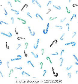 Light Blue, Green vector seamless background with tasty xmas sweets.