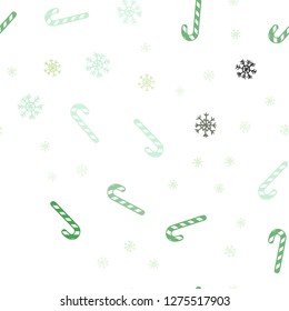 Light Blue, Green vector seamless template with sweet christmas sticks.