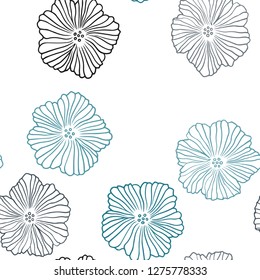 Light Blue, Green vector seamless doodle layout with flowers. Flowers in natural style on white background. Template for business cards, websites.