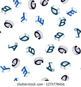 Light Blue, Green vector seamless layout with 3D latin alphabet. Shining colorful 3D illustration with isolated letters. Design for wallpaper, fabric makers.