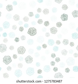 Light Blue, Green vector seamless natural pattern with flowers. Decorative design of flowers on white background. Design for wallpaper, fabric makers.