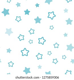 Light Blue, Green vector seamless texture with beautiful stars. Decorative shining illustration with stars on abstract template. Texture for window blinds, curtains.