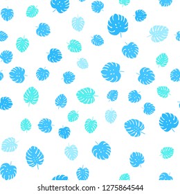 Light Blue, Green vector seamless natural background with leaves. leaves on elegant natural pattern with gradient. Template for business cards, websites.