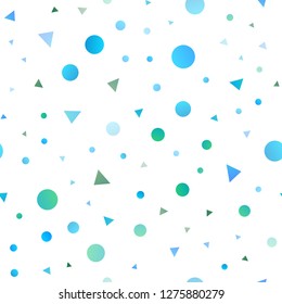 Light Blue, Green vector seamless template with crystals, circles. Beautiful illustration with circles, triangles in nature style. Pattern for trendy fabric, wallpapers.