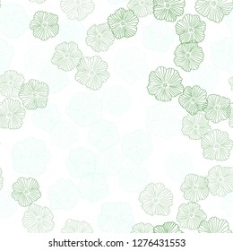 Light Blue, Green vector seamless elegant template with flowers. Colorful illustration in doodle style with flowers. Pattern for trendy fabric, wallpapers.