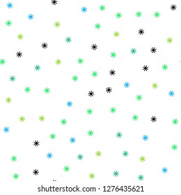 Light Blue, Green vector seamless cover with beautiful snowflakes. Modern geometrical abstract illustration with snowflakes. Texture for window blinds, curtains.