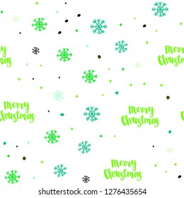 Light Blue, Green vector seamless template with ice snowflakes. Shining colorful illustration with snow in christmas style. Template for business cards, websites.