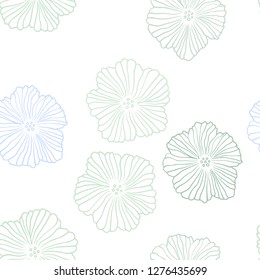 Light Blue, Green vector seamless doodle background with flowers. Brand new colored illustration with flowers. Pattern for trendy fabric, wallpapers.