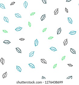Light Blue, Green vector seamless natural pattern with leaves. Colorful abstract illustration with leaves in doodle style. Template for business cards, websites.