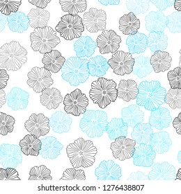 Light Blue, Green vector seamless doodle layout with flowers. Modern abstract illustration with flowers. Template for business cards, websites.
