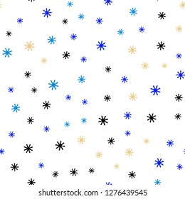 Light Blue, Green vector seamless template with ice snowflakes. Colorful snowflakes with gradient on abstract background. Design for textile, fabric, wallpapers.