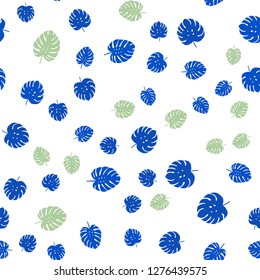 Light Blue, Green vector seamless elegant template with leaves. An elegant bright illustration with leaves in Natural style. Pattern for trendy fabric, wallpapers.