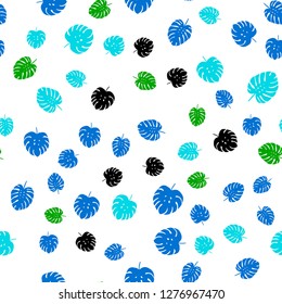 Light Blue, Green vector seamless doodle texture with leaves. Decorative illustration with doodles on abstract template. Template for business cards, websites.