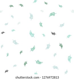 Light Blue, Green vector seamless elegant wallpaper with leaves. Glitter abstract illustration with doodles and leaves. Design for textile, fabric, wallpapers.