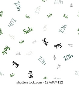 Light Blue, Green vector seamless background with 40 % signs of sales. Illustration with signs of sales on abstract template. Design for business ads, commercials.