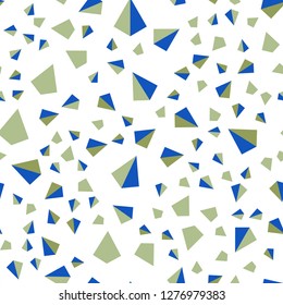 Light Blue, Green vector seamless, isometric background with triangles. Decorative design in abstract style with triangles. Template for business cards, websites.