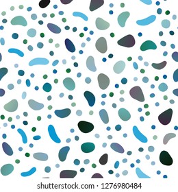 Light Blue, Green vector seamless pattern with spheres. Glitter abstract illustration with blurred drops of rain. Template for business cards, websites.