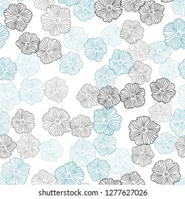 Light Blue, Green vector seamless doodle layout with flowers. Creative illustration in blurred style with flowers. Texture for window blinds, curtains.