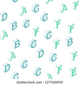 Light Blue, Green vector seamless template with 3D isolated letters. Abstract illustration with colorful 3D latin alphabet. Pattern for trendy fabric, wallpapers.