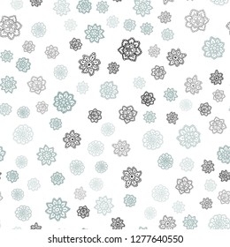 Light Blue, Green vector seamless pattern with christmas snowflakes. Snow on blurred abstract background with gradient. Design for textile, fabric, wallpapers.