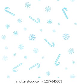 Light Blue, Green vector seamless background with tasty xmas sweets.
