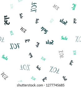 Light Blue, Green vector seamless template with 70% selling. Colored words of sales with gradient on white background. Backdrop for ads, leaflets of Black Friday.