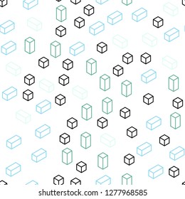 Light Blue, Green vector seamless, isometric pattern in square style. Modern abstract illustration with colorful rectangles. Texture for window blinds, curtains.