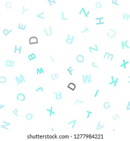 Light Blue, Green vector seamless template with isolated letters. Colored alphabet signs with gradient on white background. Design for textile, fabric, wallpapers.