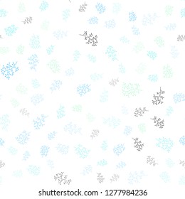 Light Blue, Green vector seamless doodle template with leaves, branches. An elegant bright illustration with leaves and branches. Template for business cards, websites.