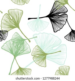 Light Blue, Green vector seamless natural backdrop with leaves. Colorful abstract illustration with leaves in doodle style. Template for business cards, websites.