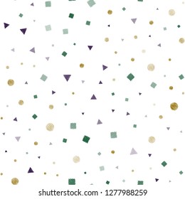 Light Blue, Green vector seamless backdrop with lines, circles, rhombus. Decorative design in abstract style with lines, dots, cubes. Pattern for trendy fabric, wallpapers.