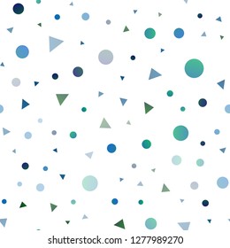 Light Blue, Green vector seamless texture in triangular style with circles. Beautiful illustration with circles, triangles in nature style. Template for business cards, websites.
