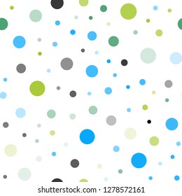 Light Blue, Green vector seamless layout with circle shapes. Blurred decorative design in abstract style with bubbles. Trendy design for wallpaper, fabric makers.
