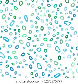 Light Blue, Green vector seamless template with spots. Blurred decorative design in abstract style with bubbles. Template for business cards, websites.