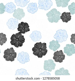 Light Blue, Green vector seamless doodle pattern with flowers. Doodle illustration of flowers in Origami style. Pattern for trendy fabric, wallpapers.