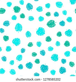 Light Blue, Green vector seamless abstract background with leaves. Colorful abstract illustration with leaves in doodle style. Pattern for trendy fabric, wallpapers.