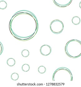 Light Blue, Green vector seamless layout with circle shapes. Modern abstract illustration with colorful water drops. Texture for window blinds, curtains.
